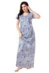 Soulemo Women's Pure Cotton Floor Length Nighty (XXL - Bust - 52 - Blue 80) 1633WXXL