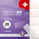 PatchRx XL Pimple Patches for Body and Face (20 Patches, 2.4x1 inch), Hydrocolloid pimple Patches - Large Pimple Patches - Hydrocolloid pimple Dots for pimple - Zit Patches