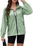 CRIPOM Light Rain Jackets Women Raincoat Hooded Waterproof Lightweight Jacket For Womens With Pockets Packable For Outdoor Green XXL