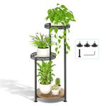 LyTaispuly 3 Tier Plant Stand Indoor Outdoor, Tierd Metal Corner Plant Stands Holder Tall , Iron Flower Shelf Display Rack for Window Balcony Garden Patio, Black