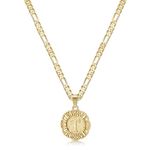 KissYan Initial Necklace for Women,14K Gold Plated Round Letter Pendant Necklace Capital Monogram Necklace Alhpabets from A-Z Figaro Chain Necklace(Gold T)