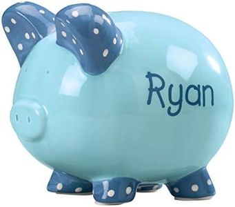 Personalized Ceramic Kid's Font Piggy Bank - Blue