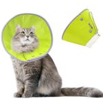 Qpets® Dog Cat Cone Collar, Adjustable Drawstring Collar Polyester Cat Cones After Surgery Pet Dog Cat Recovery Cone Collar Protective Collar for Dog Dog Soft Head Neck Cone for Cats Dogs(L)