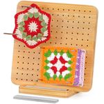 Lifewit 7.7" Crochet Blocking Board With 10 Pegs, Bamboo Granny Square Blocking Board for knitting and Crochet Projects, Blocking Mats for Crocheting, Crocheting Accessories Gifts for Crocheters