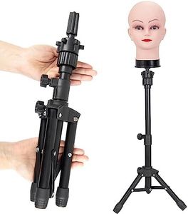 MINI Wig Stand Tripod, 25 Inch Adjustable Mannequin Head Stand, Wig Head Stand for Training Heads And Canvas Block Head (Mannequin Head Not Included)