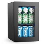 Electactic - 12 Bottle/48 Can Wine Cooler, Mini Glass Fridge Door with Adjustable Shelves, Digital Temperature Display, Freestanding Small Fridge for Soda
