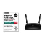 Three Mobile Pay As You Go Mobile Broadband 12 GB Data SIM with TP-Link TL-MR6400 300 Mbps 4G Mobile Wi-Fi Router, SIM Slot Unlocked, No Configuration Required, Removable External Wi-Fi Antennas