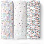 haus & kinder Aloha Collection 100% Cotton Muslin Baby Swaddle Wrap for New Born, Size 100 cm by 100 cm - Pack of 3 (Rainbow Swaddle)