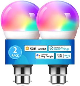 meross Smart Bulb Light Bulb B22 Compatible with HomeKit Siri, Alexa, Google Home, Voice Control Dimmable Multicolor LED Light Bulb Equivalent 60W 2 Pack