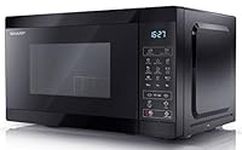 SHARP YC-MG02U-B Compact 20 Litre 800W Digital Microwave with 1000W Grill, 11 power levels, ECO Mode, defrost function, LED cavity light - Black