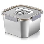 Fzaqwen Stainless Steel Food Storage Containers - 304 Square Refrigerator Organizers with Handle Airtight Lids Meal Prep Reusable Metal Pantry for Fruit Salad - Keep Fresh Save Date 186oz