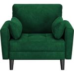 Yaheetech Tub Chair Tufted Oversized Armchair with 2 Pillows Fabric Accent Chair with Side Storage Pockets for Living Room, Bedroom, Reading Nook Velvet Fabric Green