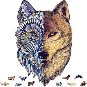 Wolf Wooden Jigsaw Puzzle 162 Pieces,12.6 x 18.9 in (32 x 48 cm) with Unique Shapes for Adults by WoodGalaxy