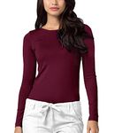 Adar Underscrubs for Women - Long Sleeve Underscrub Comfort Tee - 2900 - Burgundy - L