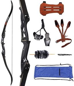 Huntingdoor 56" Takedown Recurve Bow and Arrow Set Adult Kit Archery Hunting Shooting Target Practice 30-50 lbs for Right Handed with Bow Stringer Bow Case (40)