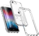 ORETech Designed for iPhone SE 2022 Case, with[2 x Tempered Glass Screen Protector][Military Grade][Anti-Yellow] iPhone SE 2020 Case Protective Durable Clear Phone Case for iPhone SE /7/8 Case -Clear