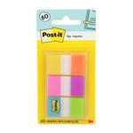 Post-it Flags, 60/On-the-Go Dispenser, .94 in Wide, Alternating Electric Glow Collection (680-EG-ALT)