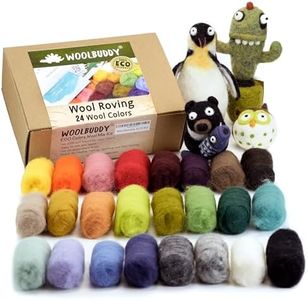 Woolbuddy Needle Felting Wool Roving Eco Wool Kit, Felting Wool Pack, Handmade Carded Colorful Dyed Zero Waste Kit, for Needle Felting Kit Beginner, Wet Felting, Felting Supplies, with Guide Card