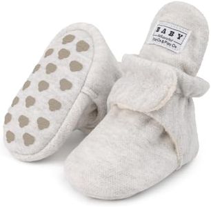 Babelvit Newborn Baby Boy Girl Soft Fleece Booties Stay On Infant Slippers Socks Shoe Non Skid Gripper Toddler First Walkers Winter Ankle Crib Shoes
