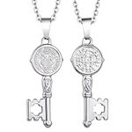 Yonhon Saint Benedict Medal Necklace Key San Benito Necklace for Men Women