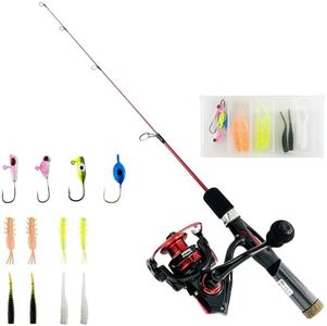 WIDDEN Ice Fishing Rod and Reel Combo, 27" Medium Light Spinning Ice Fishing Pole, Ice Fishing Gear with Tackle Box Kit Fishing Line Fishing Lures for Saltwater Freshwater Trout Bass Walleye