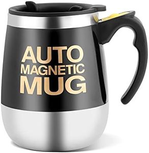 Self Stirring Mug, Electric Stainless Steel Self Mixing Cup Magnetic Stirring Coffee Mug Kitchen Gadgets Self Mixing Cup(Black)