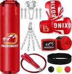Prorobust Punching Bag for Adults, 4ft PU Heavy Boxing Bag Set with 12OZ Gloves for MMA Kickboxing Boxing Karate Home Gym Training (Unfilled)