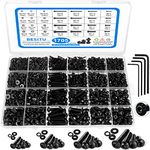 1705 Pcs Machine Screw Assortment Kit, M2 M3 M4 M5 Metric Bolts and Nuts Kit with Lock and Flat Washers, Hex Button Head 10.9 Alloy Steel Cap Screw Set with Allen Wrench