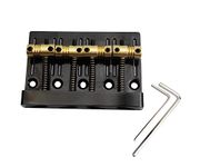 Guyker 4 String High Mass Bass Bridge with Vintage CNC Machined Brass Saddles Tailpiece Replacement for Jazz Electric Bass (GB403, black)