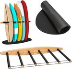Hang 11' Vertical Surfboard Rack - Sustainable Wooden Surf Board Rack with Rubber Mat, Surf Rack Vertical, Surfboard Rack for Wall, Surf Racks for Wall, Surf Board Racks for Wall (6 arms / 5-6 boards)
