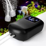 AQQA Aquarium Air Pump,Rechargeable Aquarium Oxygen Pump,4W Adjustable Fish Tank Aerator,Silent Two Power Supply Modes Aquarium Bubbler with accessories up to 600L