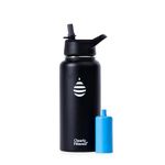 Clearly Filtered 32oz Water Bottle/Targets 220+ Contaminants/Double-Wall Insulated Stainless Steel Filtered Water Bottle BPA/BPS-Free Phthalate-Free Filters Fluoride Lead Chlorine (Black)