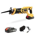 Tomahawk REC-5230 20V Brushless Reciprocating Saw/Saber Saw with 2.0Ah x2 Battery, Tool Free Blade Change, 3000 SPM, 18mm Stroke, Multi-Material Cutting Wood Steel Aluminium