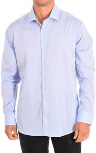 Seidensticker Uomo Kent Tailored Fit Camicia Business, Blu (Light Blue 15), 45