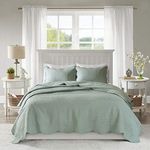 Madison Park Lightweight Coverlet Bedspread Bedding, Shams, Microfiber, Medallion Seafoam, King/Cal King(104"x94")