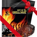 Mountain Grillers BBQ Grill Mat Non-Stick - Heavy Duty BBQ Grilling Mats for Gas Grill or Charcoal - Nonstick Grill Mat Outdoor Easy Use - Reusable Set of 2 Grill BBQ Mat