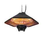 Blumfeldt Outdoor Infrared Patio Heater, Hanging Electric Heater with LED & Remote, IP34 Waterproof Heat Panel with 3 Temperature Settings for Garden & Gazebo