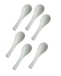 RAINCART Latest Ceramic Soup And Dessert Spoon, Microwave Safe - Pack Of 6 (White),L-13 Centimeters