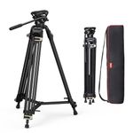 SMALLRIG 73" Video Tripod, Max Load 8kg, Heavy Duty Tripod with 360 Degree Fluid Head and Quick Release Plate for DJI RS2, Camcorder, Cameras - 3751