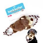 BarkButler Knotty The Bear - Brown Plush Dog Toy with Squeaker Inside, Super Soft Fabrics, Machine Washable & Durable Soft Toys for Dogs, Rope Toys for Dogs of All Small - Medium Breeds (0-20kgs)