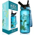 Kids Water Bottle | Insulated 20oz Child Waterbottle with Easy Sip Straw | No Spill Leak Proof, BPA Free & Dishwasher Safe | Dinosaur Design