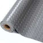 7.5 x 17 FT,2.4 mm Thickness Garage Mats for Floor,Anti-Slip Garage & Shop Floor & parking mats,Garage Floor Mat for Workshop,Gym,Golf Cart Parking or Trailers,PVC Garage Flooring Roll - Grey