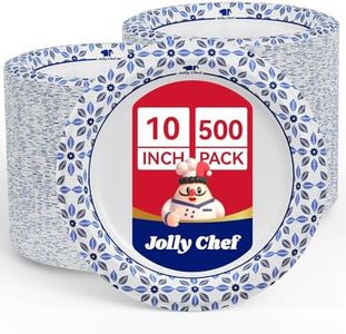 JOLLY CHEF 10 inch Disposable Paper Plates 500 Count, Soak Proof, Cut Proof, Heavy Duty Paper Plates for Party or Everyday Use