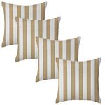 Harrison Cropper Premium Garden Scatter Cushion | Water Resistant Cushions | Outdoor Patio Rattan Chairs | Hollowfibre Filled Seating Furniture Pillow | Soft Comfy and Durable | 4 Pack (Beige Stripe)