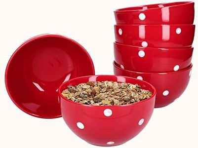 Van Well Emily Lot de 6 bols à céréales en faïence Rouge/blanc à pois Ø 145 mm