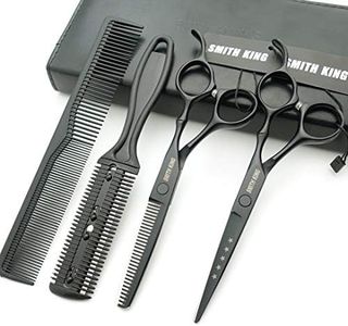 Hair Cutting Scissors Set with Combs Lether Scissors Case,Hair cutting shears Hair Thinning shears For Personal and Professional (6.0 inch, Black)