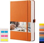 EMSHOI Graph Paper Notebook - 256 Pages A5 Graph Notebook/Journal, Hard Cover, 120gsm Thick Paper, Smooth PU Leather, Inner Pocket, 5.75" x 8.38"-Orange