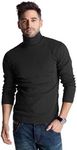 Hann Brooks Mens Black Heavy Cotton 300gsm Winter ROLL Ribbed Neck Polo TOP (4XL)