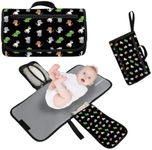 Changing Pad and Nappy Bag Set - Easy to use - Sleek Waterproof Design - Fits in Back Packs, Prams etc Easily - Portable Newborn Baby Care Essentials (Black)