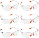 Kurtzy 6 Pack of Wrap Around Safety Glasses with Clear Lenses and Rubber Nose and Ear Grips for a Safe Fit - Personal Protective Equipment with Scratch Resistant Eyewear Lenses - PPE Safety Goggles